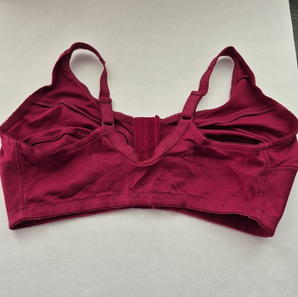 Women's Burgundy Red Full Coverage Wireless Bra. Front Closure 42 DDD - Picture 5 of 5